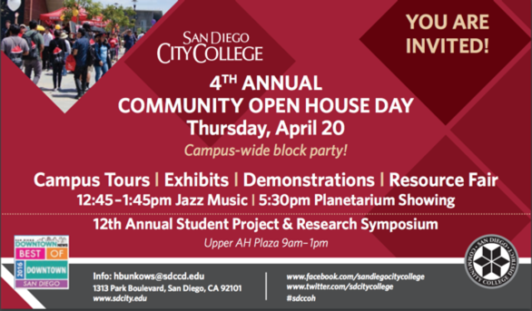 San Diego City College 4th Community Open House Thursday April 20 2017