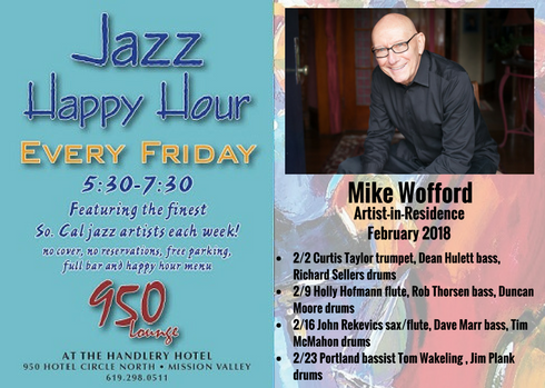 Mike Wofford Artist-in-Residence February 2018 Handlery Hotel Jazz Happy Hour