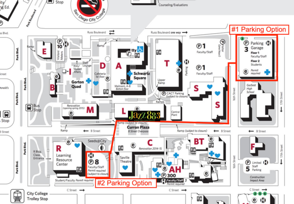 san diego city college campus map Map Of Jazz 88 3 Studio And Offices san diego city college campus map