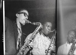 From left Johnny Griffin, Coltrane, and Hank Mobley on Johnny Griffin--A Blowing Session (1959, Blue Note) Photo by Francis Wolff