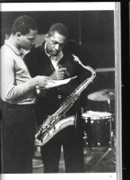Coltrane and McCoy Tyner going over music while recording the Coltrane Johnny Hartman album at Van Gelder, 1963 Photo by Joe Alper